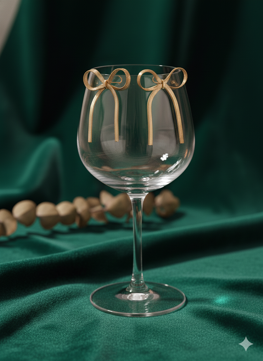 Close-up of anti-tarnish gold bow drop earrings detail