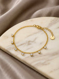 Aurelle CZ drop bracelet in gold anti-tarnish finish by Sajheera