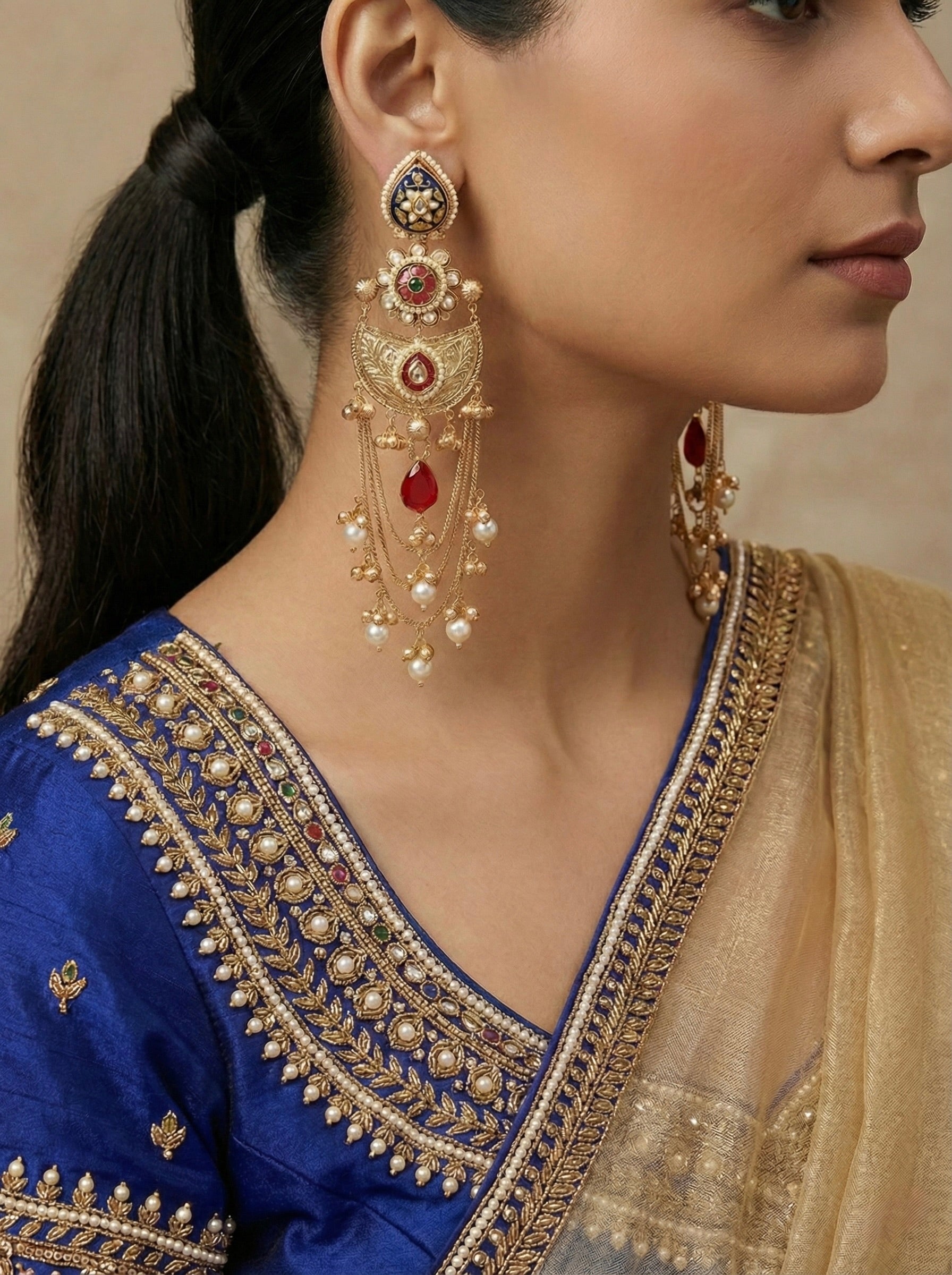 Statement Bridal Layered Earrings for Weddings & Festive Occasions