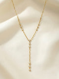 Elowen CZ station necklace in gold with anti-tarnish finish and sparkling drop chain design