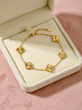 Florielle gold clover bracelet with anti-tarnish finish and delicate lucky charm design