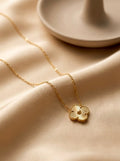 Florielle gold clover necklace with anti-tarnish finish and delicate lucky charm pendant
