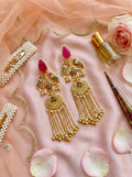 Elegant Pink Top Tassel Peacock Passa Earrings for Weddings, Sangeet & Festive Wear.