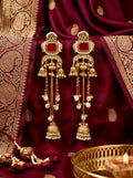Red Royal Jhumar Passa with Pearl Chains  - Bridal Passa Earrings - with exclusive designs