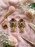 Royal Ruby Cluster Jhumka Earrings – Bridal Statement Jewellery
