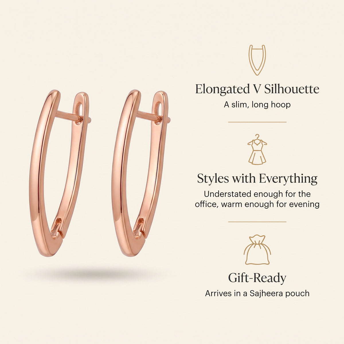 Aura V-Shape Hoop Earrings - Features