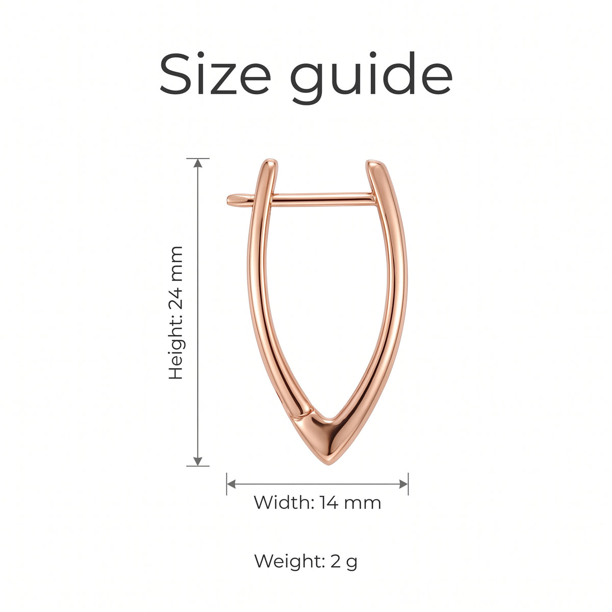 Aura V-Shape Hoop Earrings - Size guide