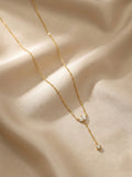 Velisse Dropline gold CZ Y necklace with anti-tarnish finish