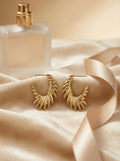 Zarielle Sunburst gold hoop earrings with anti-tarnish finish and radiant sunburst design for women